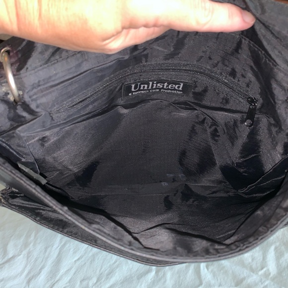 Unlisted by Kenneth Cole black leather handbag purse with shoulder strap - Picture 6 of 14